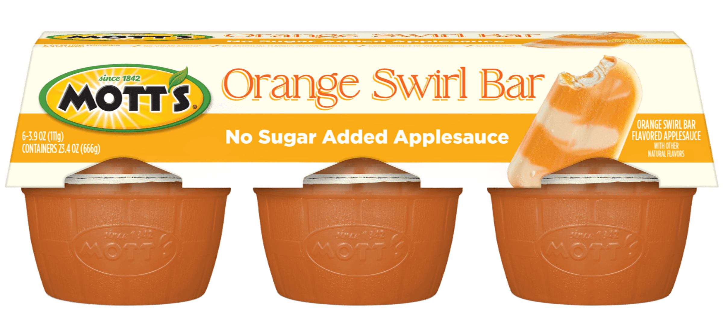 Mott's&reg; No Sugar Added Applesauce Orange Swirl Bar