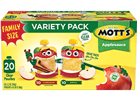 Mott's® Applesauce Apple 3.2oz 20-pack clear pouches variety box