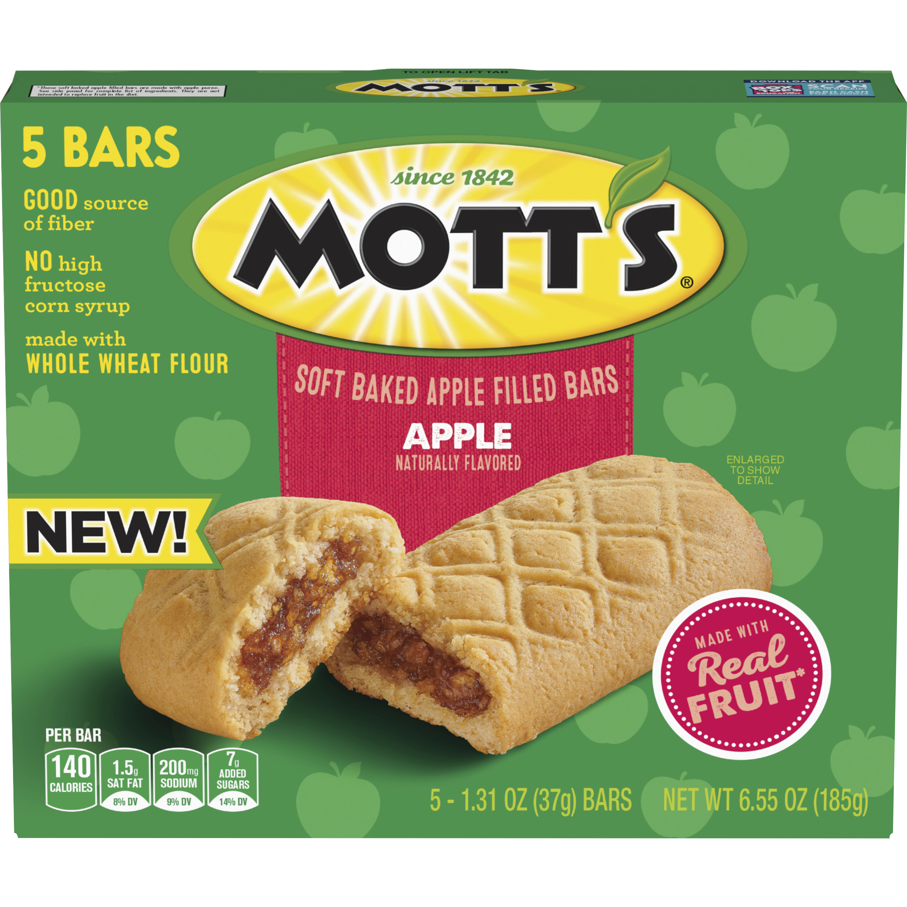 Mott's&reg; Apple Flavor Soft Baked Bars 6.55 oz. 5 bars box