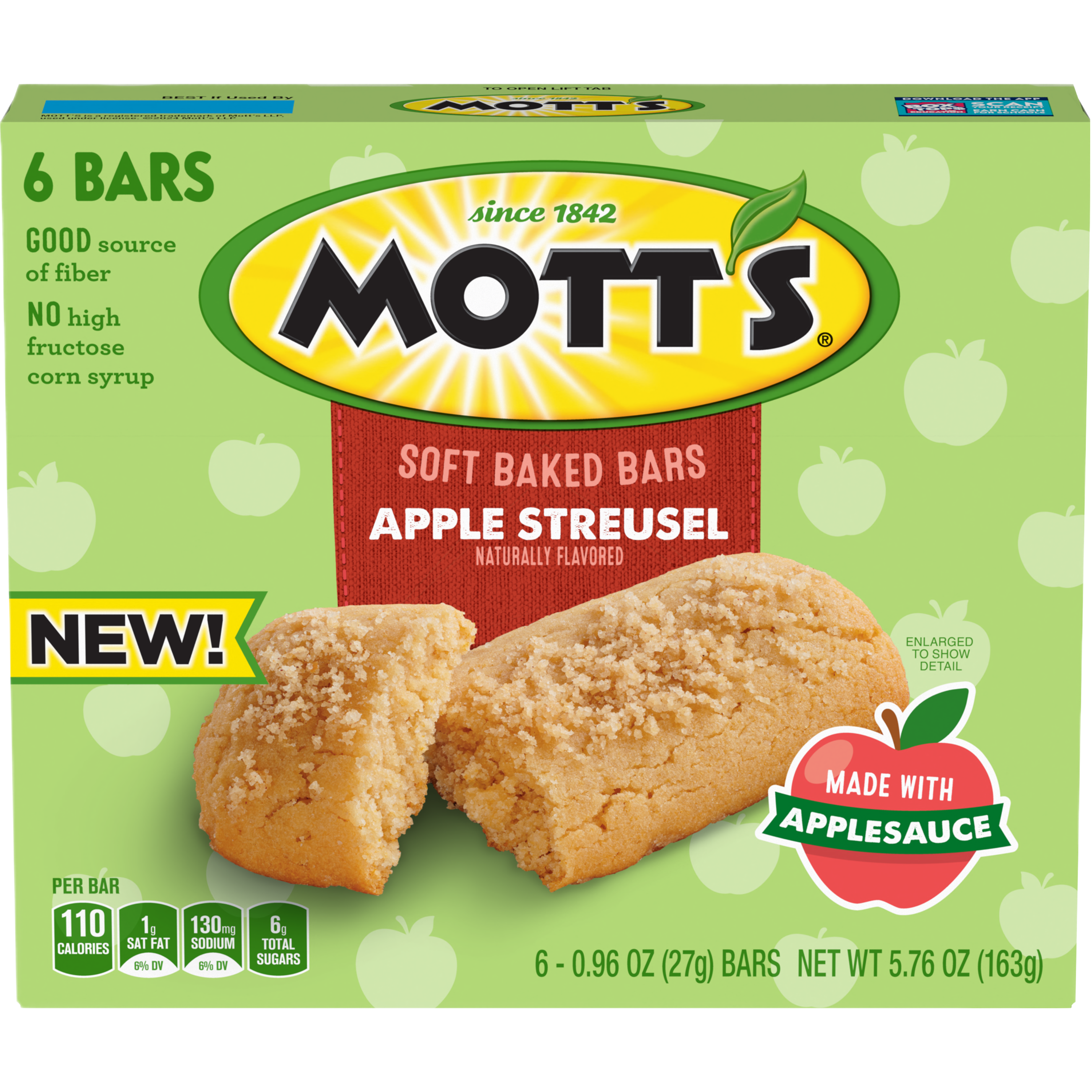 Mott's® Apple Streusel Flavor Soft Baked Bars 5.76 oz. 6 bars box