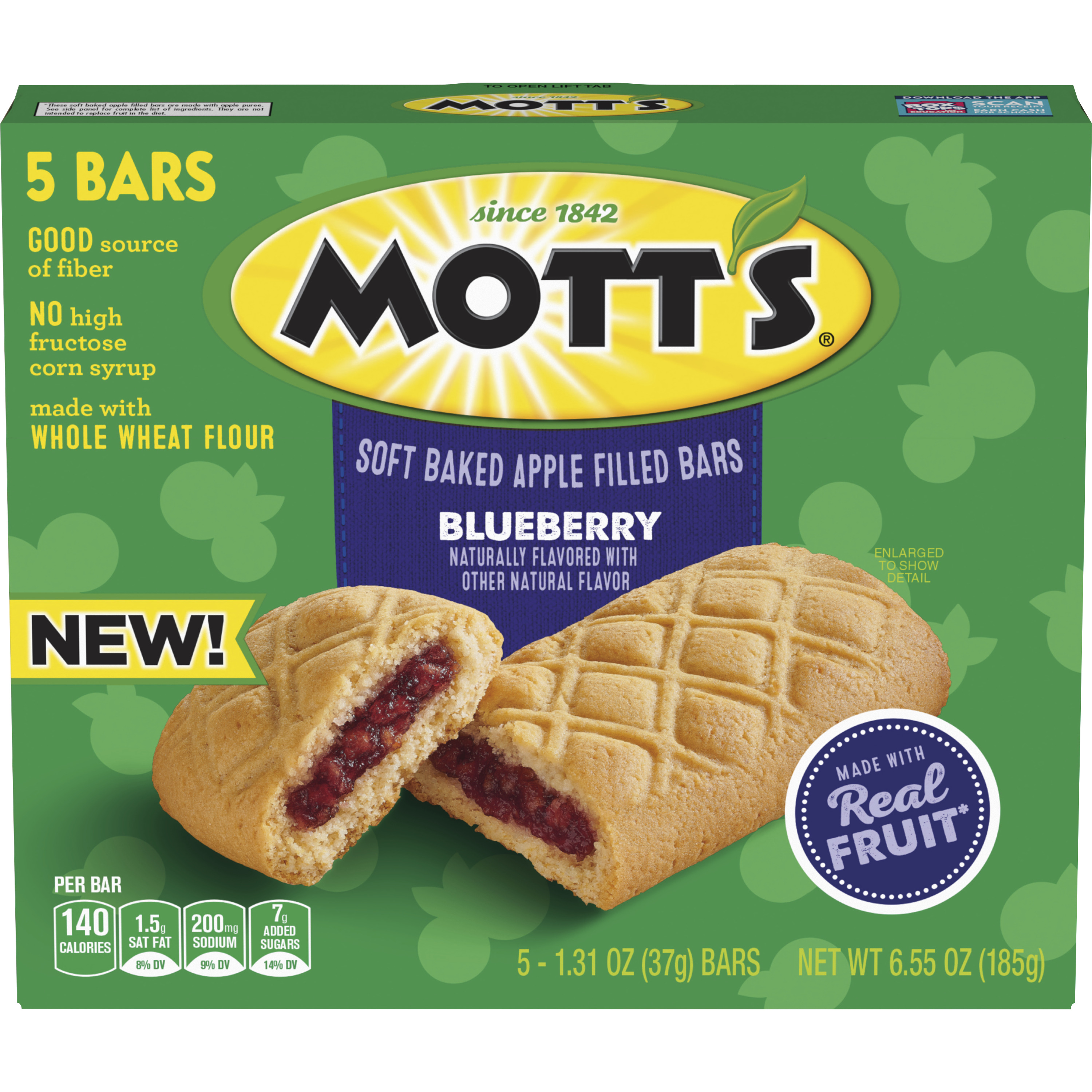 Mott's&reg; Blueberry Flavor Soft Baked Bars 6.55 oz. 5 bars box
