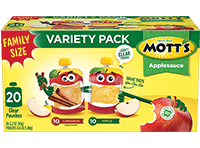 Mott's® Applesauce Cinnamon 3.2oz 20-pack clear pouches variety box
