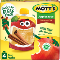 Mott's® Applesauce Cinnamon 3.2oz 4-pack clear pouches box