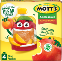 Mott's® Applesauce Mango Peach 3.2oz 4-pack clear pouches box