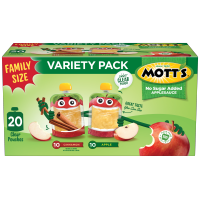Mott's® No Sugar Added Applesauce Apple 3.2oz 20-pack clear pouches variety box