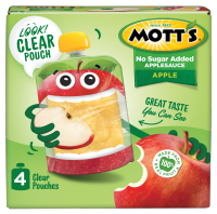 Mott's® No Sugar Added Applesauce Apple 3.2oz 4-pack clear pouches box
