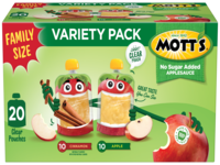 Mott's® No Sugar Added Applesauce Apple & Cinnamon 3.2oz 20-pack Variety Pack Clear Pouches