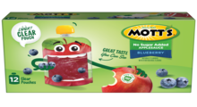 Mott's® No Sugar Added Applesauce Blueberry 3.2oz 12-pack clear pouches box