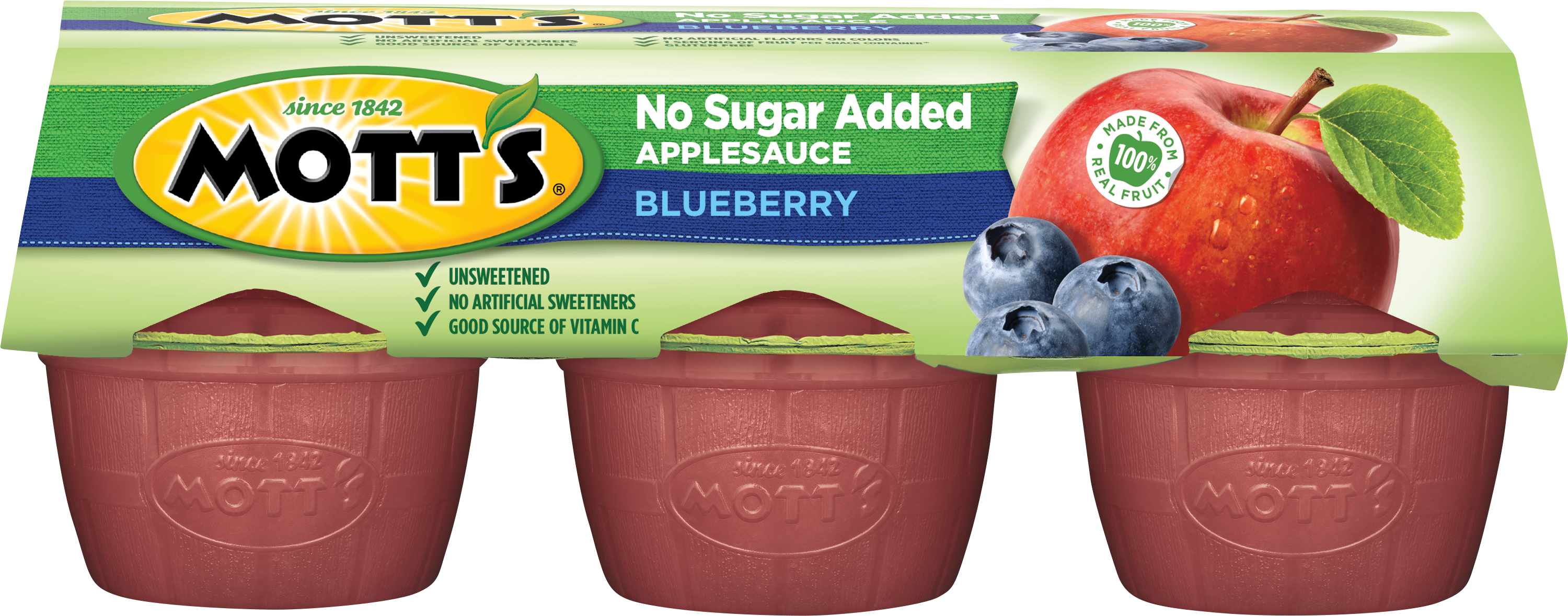 Mott's® No Sugar Added Applesauce Blueberry 3.9oz 6-pack cups