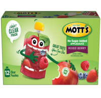 Mott's® No Sugar Added Applesauce Mixed Berry 3.2oz 12-pack clear pouches box