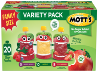 Mott's® No Sugar Added Applesauce Mixed Berry 3.2oz 20-pack clear pouches variety box