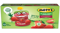 Mott's® No Sugar Added Applesauce Strawberry 3.2oz 12-pack clear pouches box