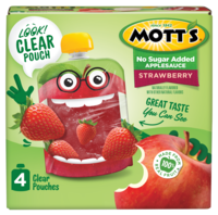 Mott's® No Sugar Added Applesauce Strawberry 3.2oz 4-pack clear pouches box