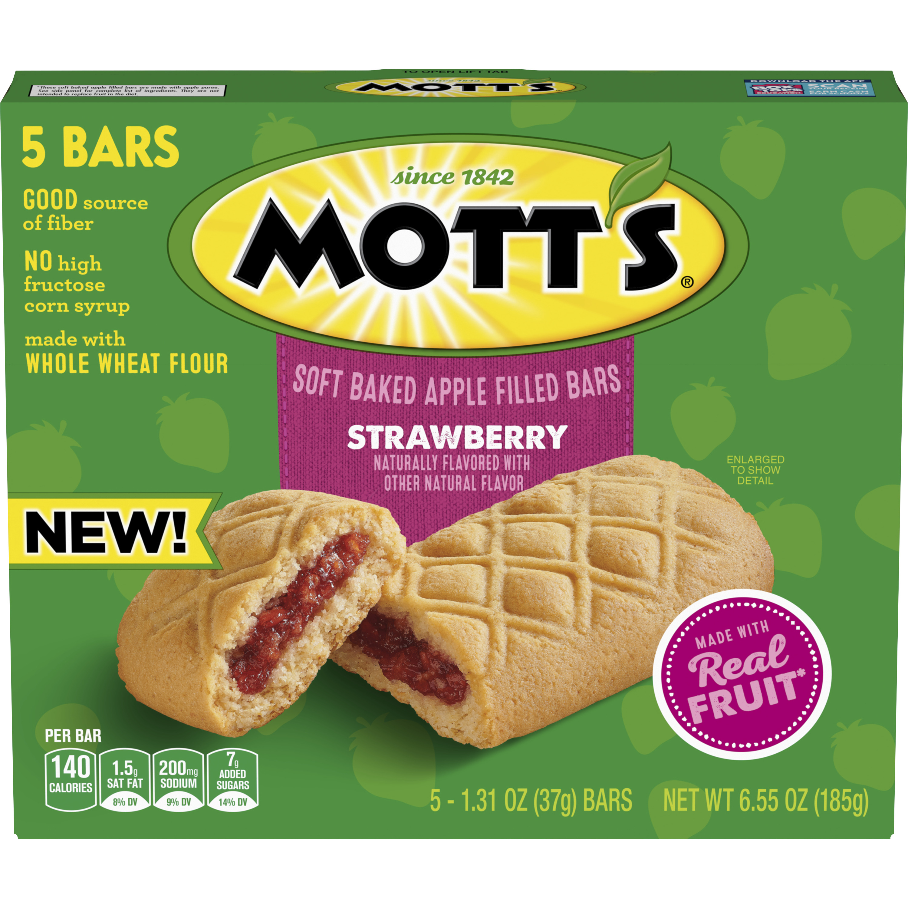Mott's&reg; Strawberry Flavor Soft Baked Bars 6.55 oz. 5 bars box