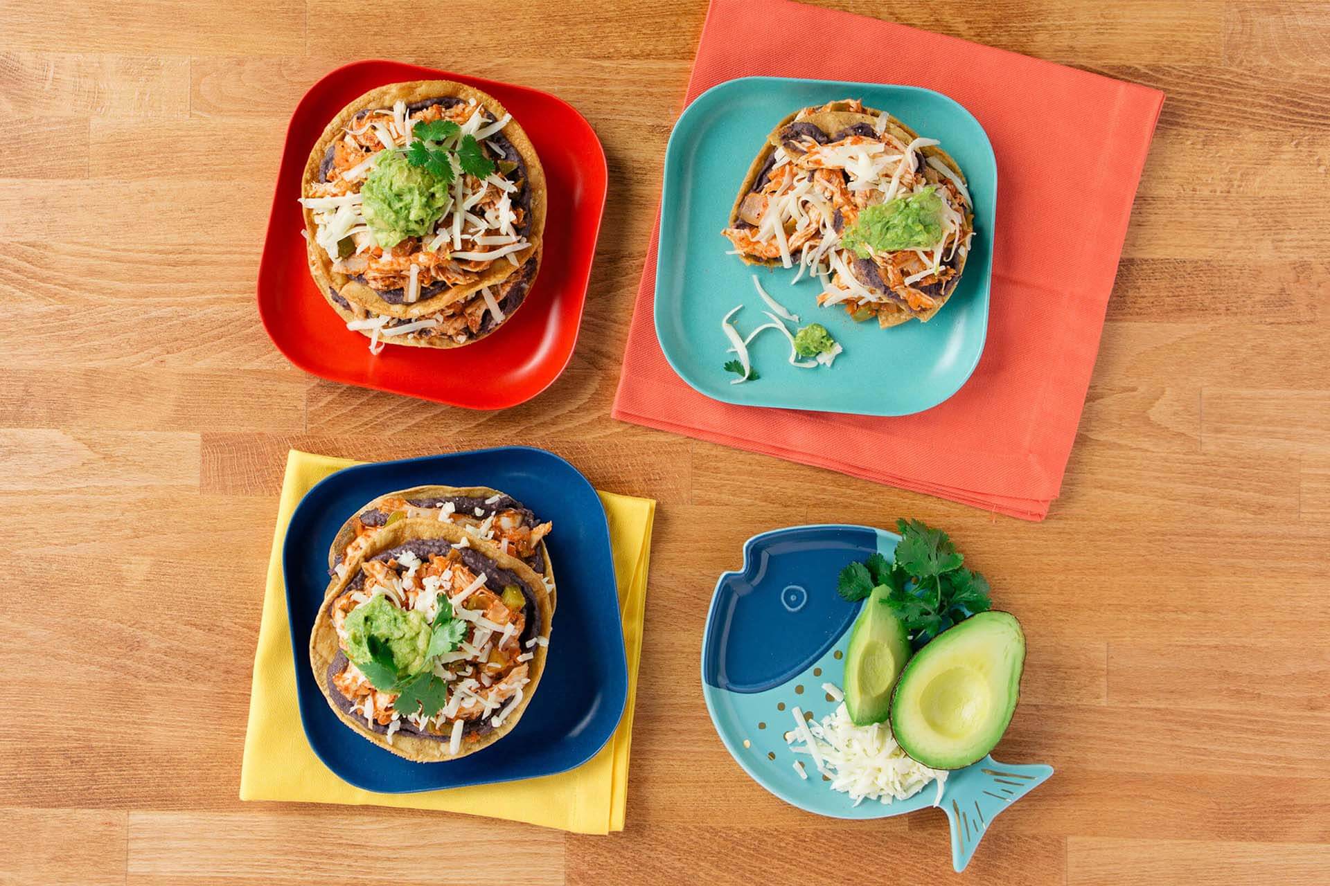 Double-Decker Chicken and Guacamole Tostada